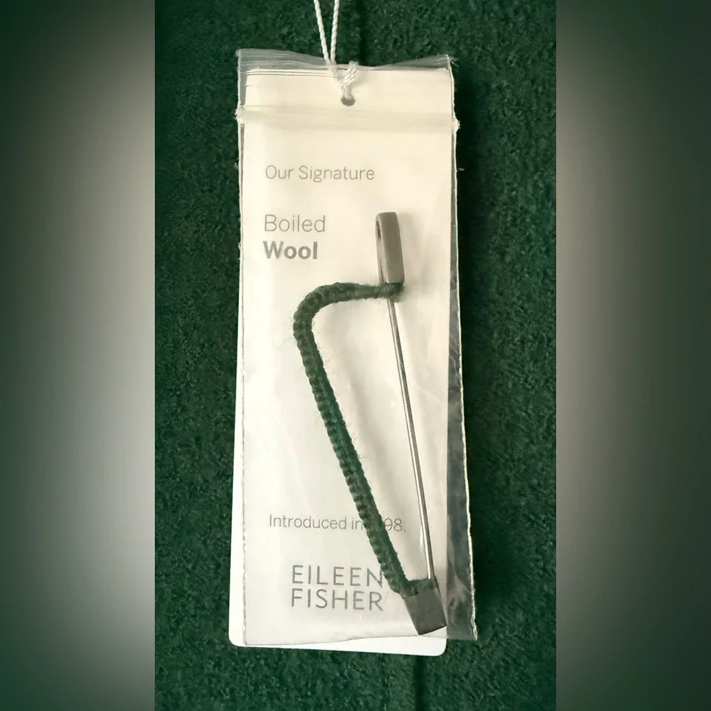 Eileen Fisher Forest Green Boiled Wool Sweater Jacket - Picture 5 of 6